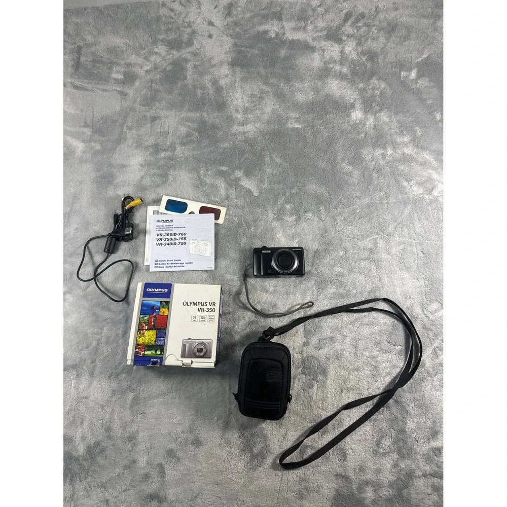 Olympus VR-350 Black 16MP Digital Camera 10x Optical Zoom Bundle with Box Case